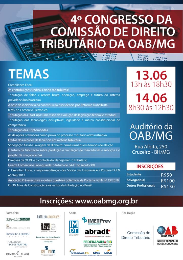 Valter Lobato participa do 4º Congresso de Direito Tributário da OAB-MG